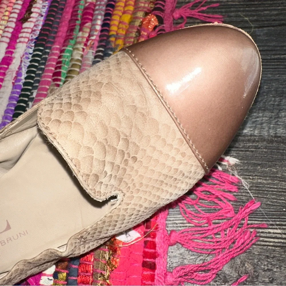 ATTILIO GIUSTI LEOMBRUNI AGL taupe snakeskin leather cap toe flats. 38.5 - Picture 9 of 11